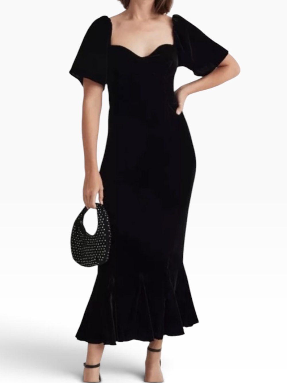 RHODE Ramona Dress Black Velvet Sweetheart Neckline Size M 6